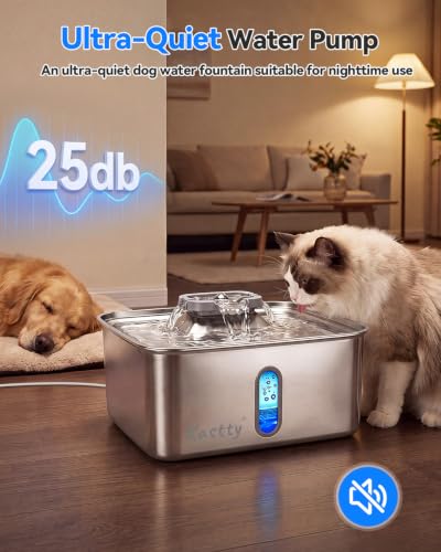 4Gal 15L Stainless Steel Dog Water Fountain for Large Multi