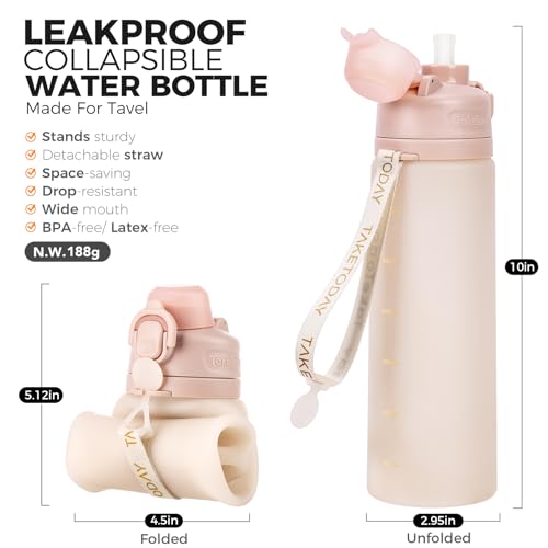 Collapsible Water Bottles with Straw for Travel