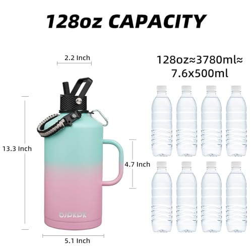 128oz Insulated Water Bottle with Straw Lid