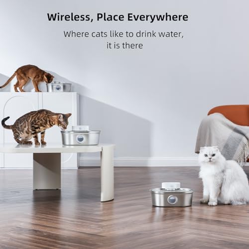 Wireless Cat Water Fountain Stainless Steel Pro