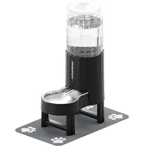 Elevated Dog Water Bowl Dispenser with Mat