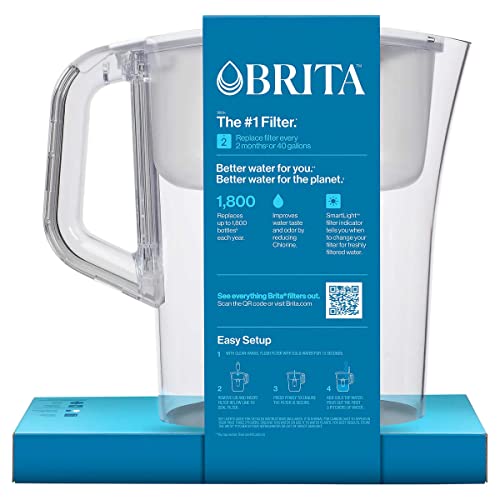 Brita Large 10 Cup Water Filter Pitcher with Smart Light Filter Reminder and 2 Standard Filtes (10 Count)