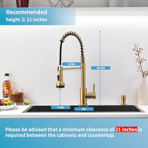 Led Gold Kitchen Faucet with Soap Dispenser
