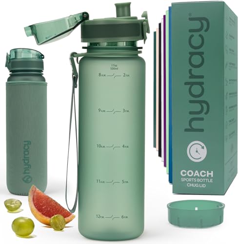 Motivational Water Bottle with Time Marker & Fruit Infuser 17 oz