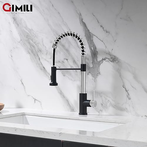 Kitchen Faucet with Pull Down Sprayer Nickel and Black