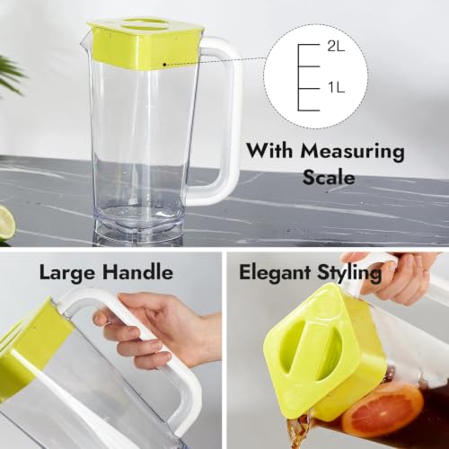 4 Pack 2L 68 oz Plastic Pitcher with Lid & Handle