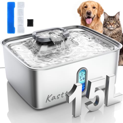 4Gal 15L Stainless Steel Dog Water Fountain for Large Multi