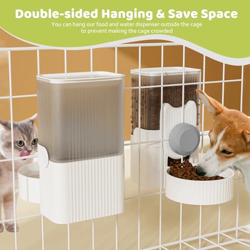 Hanging Cage Auto Pet Food Bowl Water Bottle Dispenser