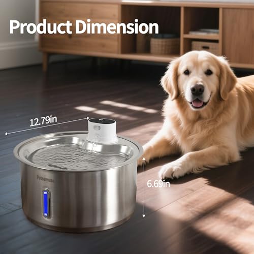 2.8Gal 11L Cordless Dog Water Fountain for Large Dogs