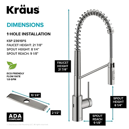 Stainless Steel 21 in Touchless Pull Down Faucet KSF