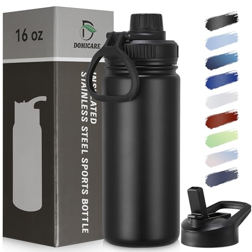 16 oz Kids Water Bottle for School Stainless Steel Double Wall Vacuum Insulated Water Bottle with Straw lids & Spout Lid