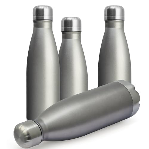 17oz Sport Water Bottle 4 Pack Vacuum Insulated Stainless Steel Leak