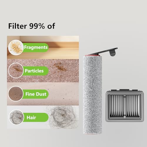 Replacement Vacuum Filters Roller Brushes Compatible with Dreame H12 Pro Wet Dry Vacuum Cleaner (6 Count)