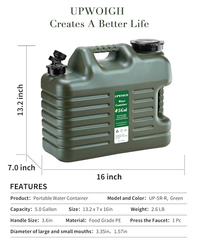 5 Gallon Camping Water Jug with Spigot (2 Count)