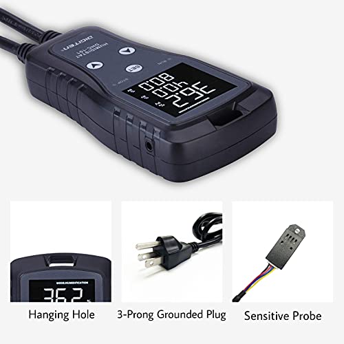 Humidity Controller DHC101 Digital Humidistat Pre Wired Outlet Reptile Humidity Controller for Grow Tent Mushroom Greenhouse Homebrew Fermentation Humidifier Dehumidifier