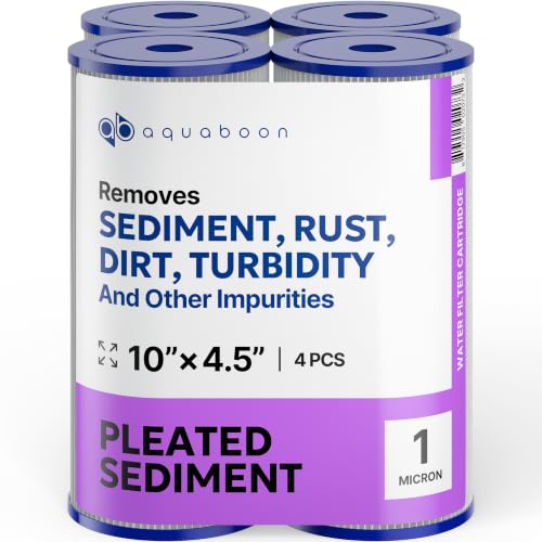 1 Micron Pleated Water Filter 10 x 4.5 for Whole House Sediment Water Filter Replacement Compatible with Well Filters FXHSC (4 Count)