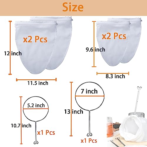 4 PCS Extra Fine Mesh Strainer Bags with Handle