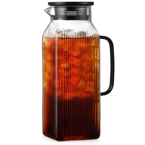 2 Liter 68 oz Square Glass Pitcher with Lid