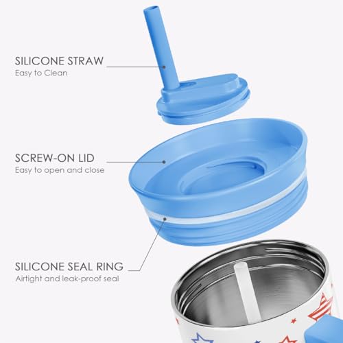 American Flag Stainless Steel Locking Lid Silicone Straw Tumbler with Handle 40oz