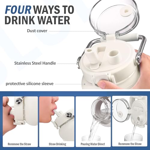 84oz Water Bottle Glass with Stainless Steel Handle Large 2.5l Water Bottle with Time Markers and Silicone Sleeve Half Gallon Water Jug BPA Free for Gym Daily Use
