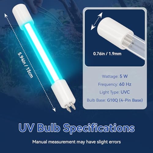 5W UV Bulb Replacement for COODIA 5W UV Aquarium Filter Pump