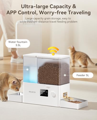 2-in-1 Automatic Cat Feeder & Water Dispenser,WiFi Control Feeding