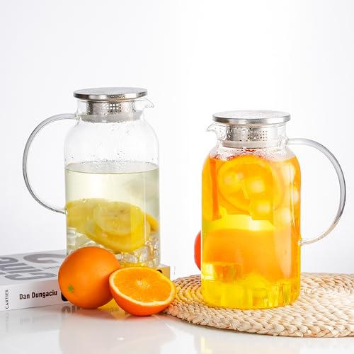 Round Glass Pitcher with Lid & Spout (2 Count)