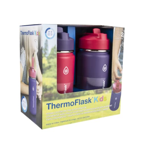 Kids 14 oz Insulated Water Bottles with Straw Lid BPA (2 Count)