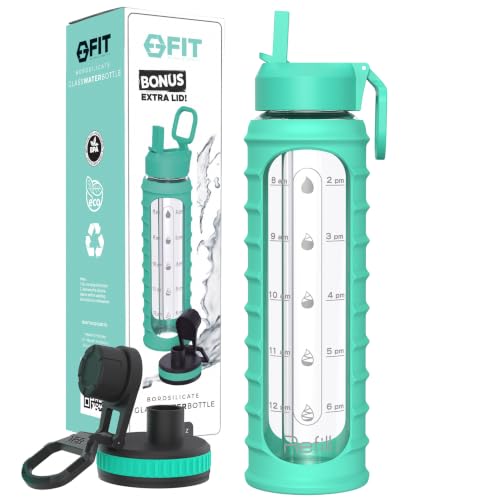 32 oz Glass Water Bottle with Time Marker