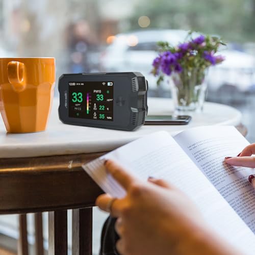 Air Quality Monitor Meter A6 Carbon Dioxide Detector Air Quality Pollution Tester for CO2 PM2.5 PM10 Temp Humidity in Indoor Air Quality Meter with Electrochemical Sensor