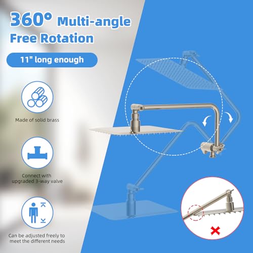 8" Metal Rainfall Shower Head with 10