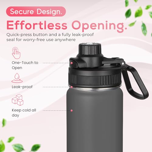 Y TOP 18 oz Insulated Water Bottle Leak Proof Spout Lid Fits in Car Cup Holder
