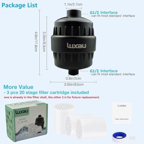 20 Stage Shower Filter with Spin Propeller 3 Cartridge (3 Count)