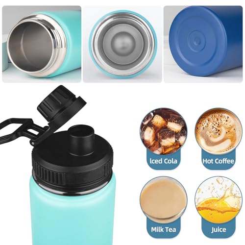 24oz Sports Insulated Water Bottle for School with 2 Lids