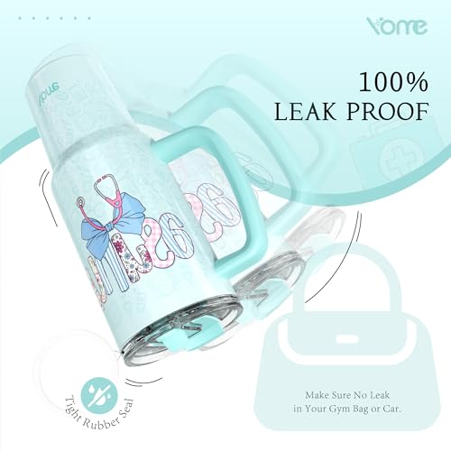 40oz Nurse Tumbler with Handle and Flip Straw