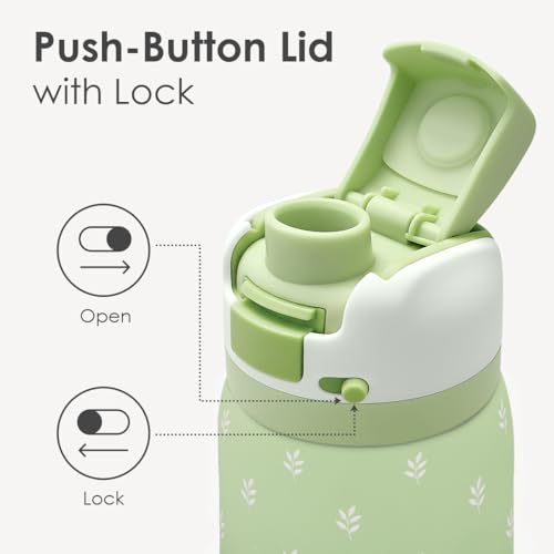 Botanical Insulated Stainless Steel Water Bottle with Straw for Sports and Travel