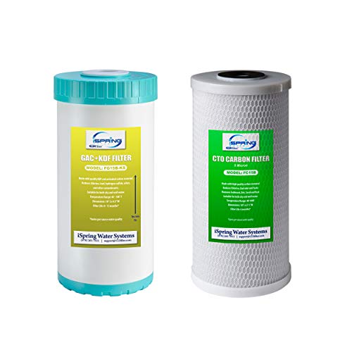 F2US21B Direct Connect US21B Replacement Filter 4.5"x10" Undersink Water Filtration CTO Carbon Block and GAC+KDF Water Filter Replacement Cartridge Pack Set (10 Count)