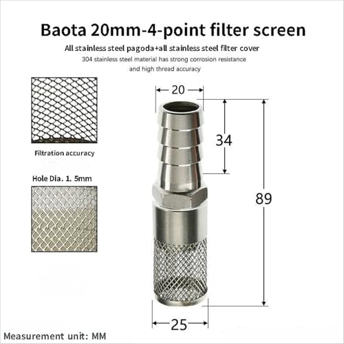 304 Stainless Steel Water Pump Filter Hose End Strainer Barbed Inline Mesh Screen