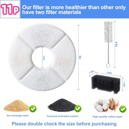 11 Pcs Cat Fountain Filter Replacement (8 Count)