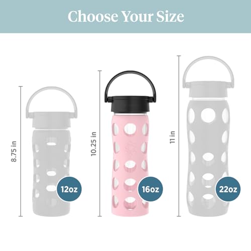 16-Ounce BPA-Free Glass Water Bottle with Classic Cap and Protective Silicone Sleeve, Desert Rose