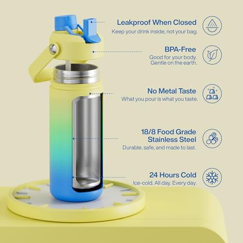 Insulated Water Bottle with Straw Stainless Steel Water Bottle