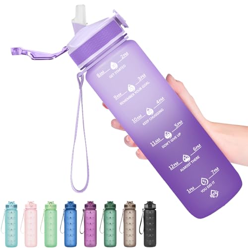 Plastic Water Bottle With Straw & Time Marker