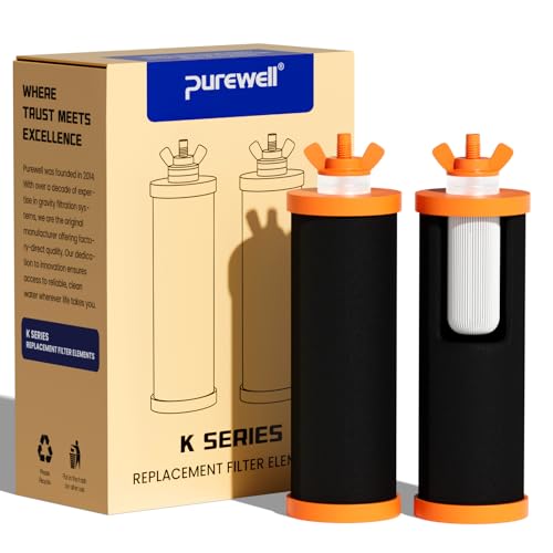 PF-3-FL Black 4-Stage Composite Carbon and Fluoride Reduction Filters, Compatible with Berlkey® Big+, ProOne® Big+ Gravity Water Filter Systems and Purewell Systems (2 Pack, K Series) (2 Count)