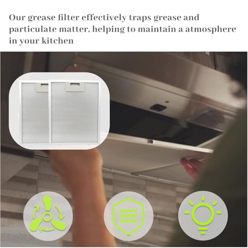 2Pcs W10915369 Range Hoo Grease Filter Fit for Whirlpool Kitchen Aid Jenn Air Range Hood Mesh Grease Vent Filters Length 8.74 Inches Width 7.48 Inches 5 (2 Count)