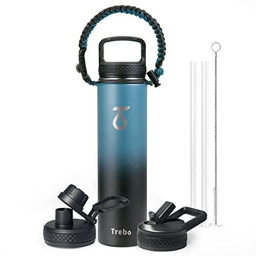 Insulated Water Bottle 24 oz with 3 Lids