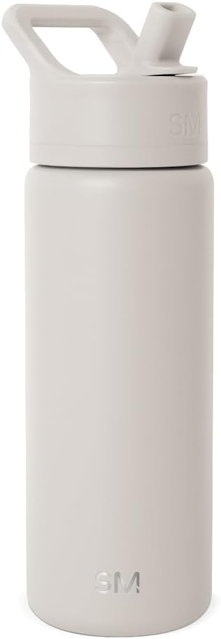 Simple Modern Kids Water Bottle with Straw Lid Vacuum Insulated Stainless Steel Metal Thermos Bottles | Reusable Leak Proof BPA-Free Flask for School | Summit Collection | 18oz, Almond Birch