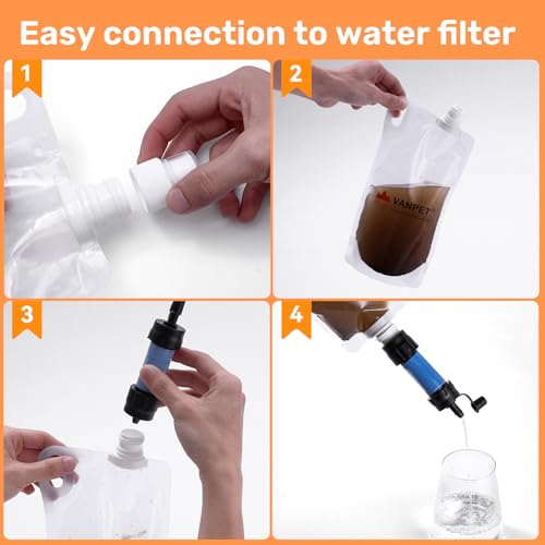 1L Hiking Collapsible Water Bottles (2 Count)