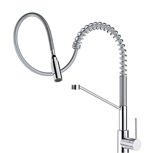 Oletto Commercial Style Single Handle Pull Down Kitchen Faucet with QuickDock Top Mount Installation Assembly in Chrome