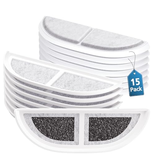 15 Pack Cat Water Fountain Filters for eufy Pet Fountain 3L (15 Count)