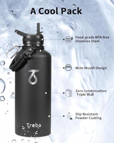 Water Bottle Insulated 87 oz with with 3 Lids